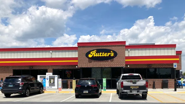 A photo of a convenience store. A sign above the front door reads "Rutter's."