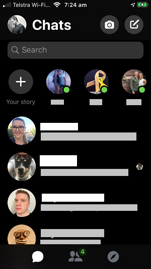 Facebook Messenger layout