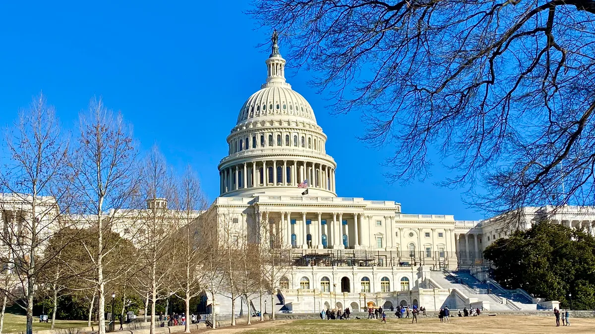 A view of the U.S. Capitol from the front lawn