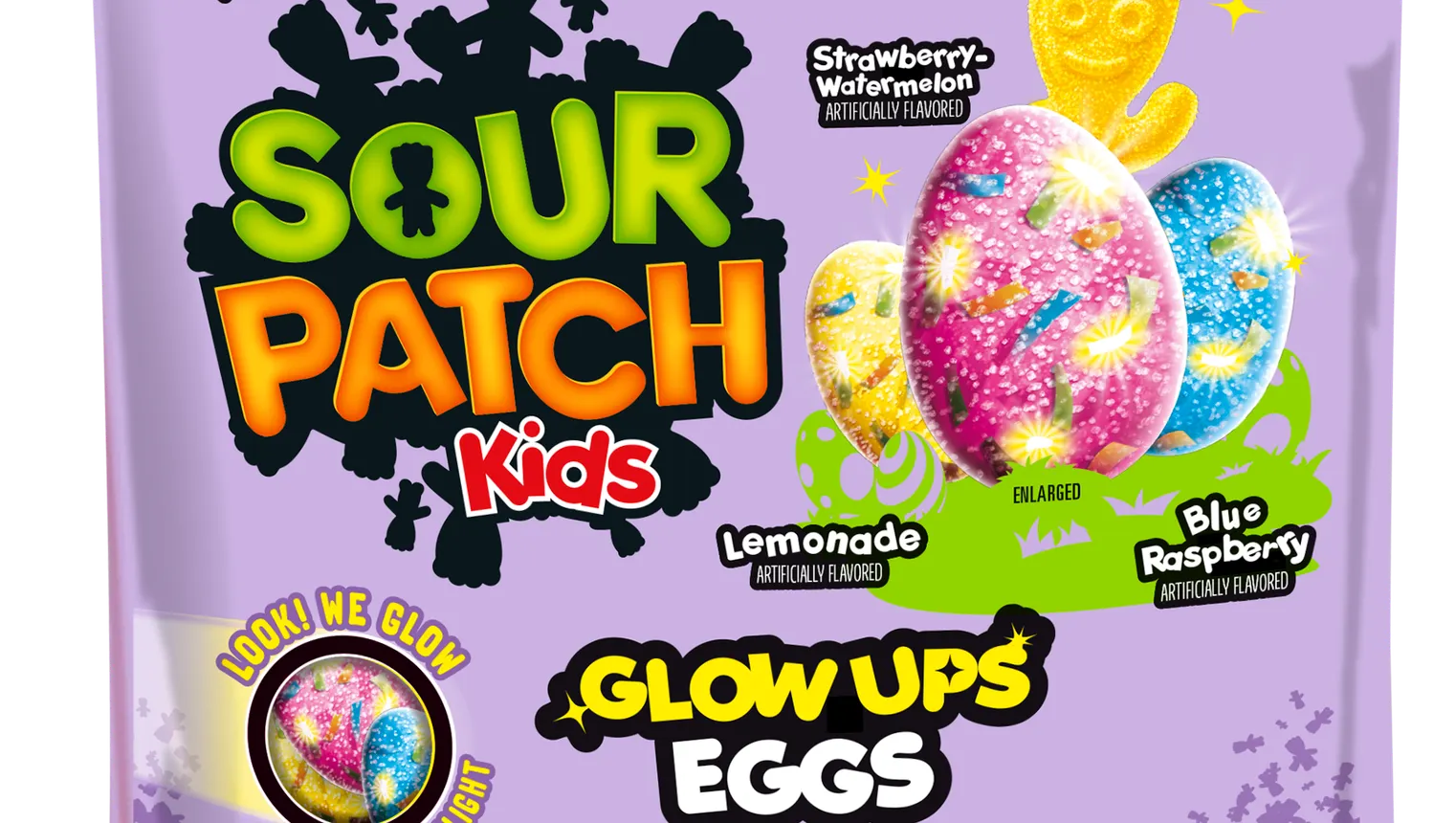 A package of Mondelez's Sour Patch Kids Glow Ups Eggs