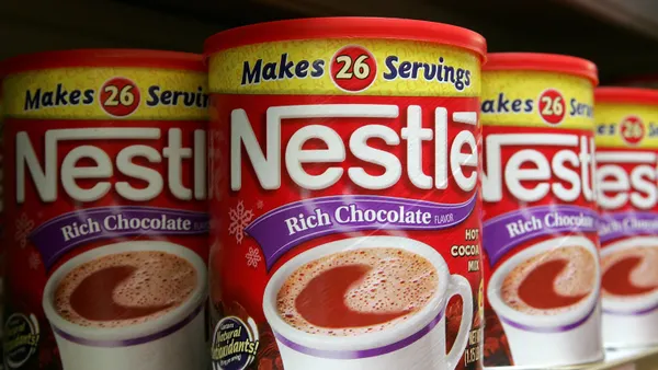 Containers of Nestle hot chocolate mix are seen on a store shelf February 23, 2006 in San Francisco, California.