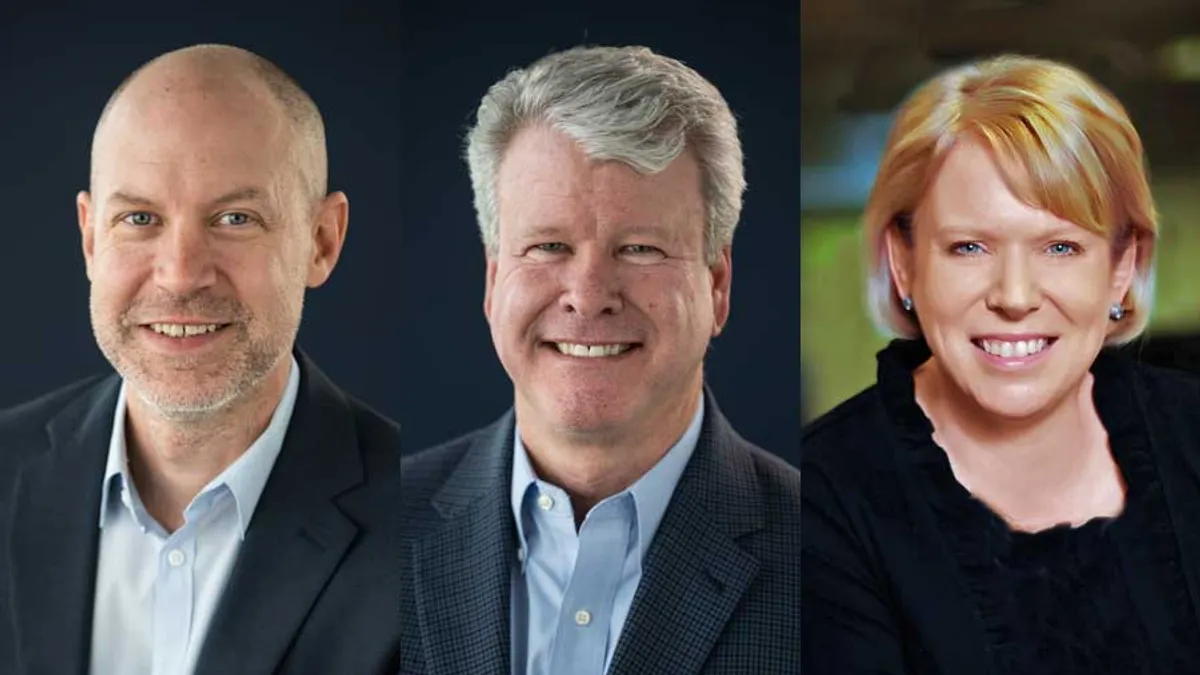 Photos of Patrick Block as its new chief financial officer, John Huettel as its chief revenue officer and Caroline Proctor as its vice president of marketing for Titan Cloud.