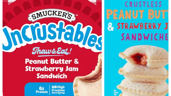 Boxes of sandwiches from J.M. Smucker and Trader Joes.