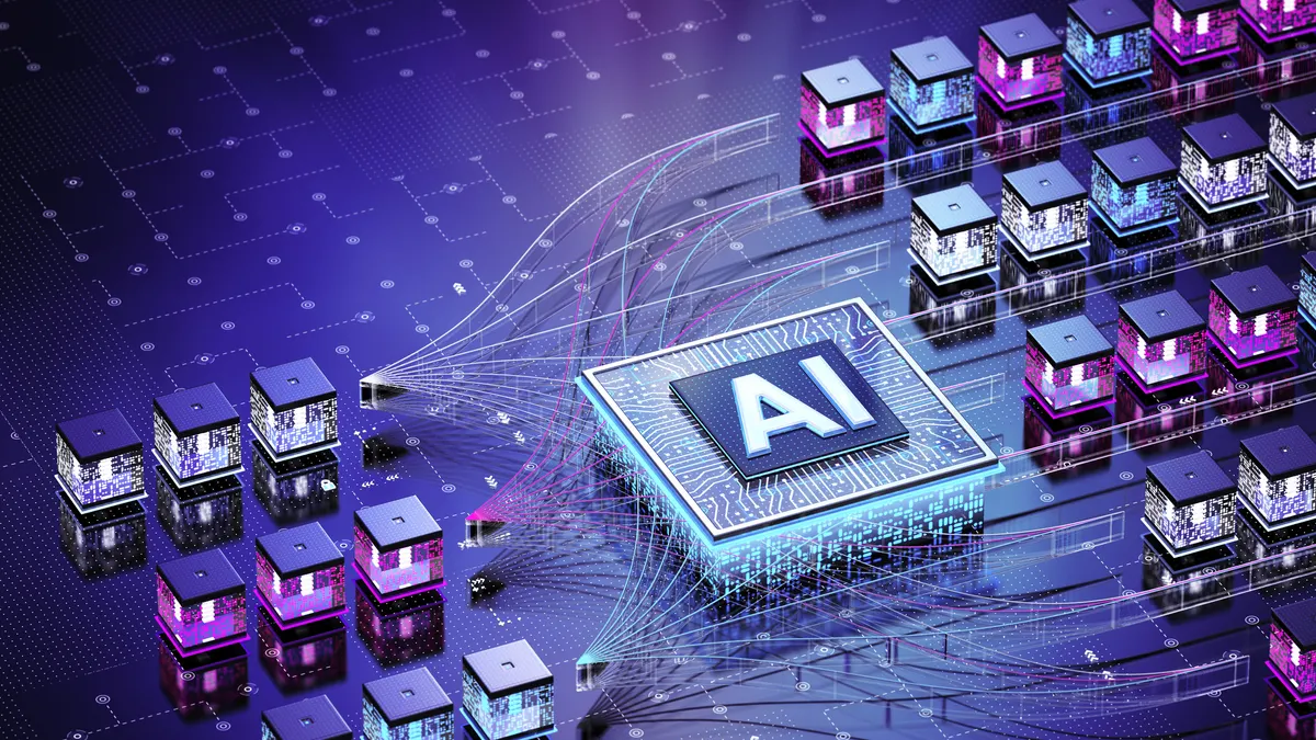 A purple motherboard with a chip that says "AI"