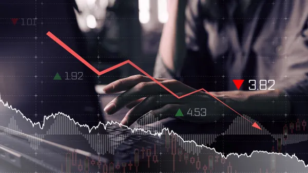 A photo of a declining stock price.