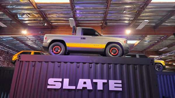 A Slate pickup truck at the EV brand's unveiling in Southern California.