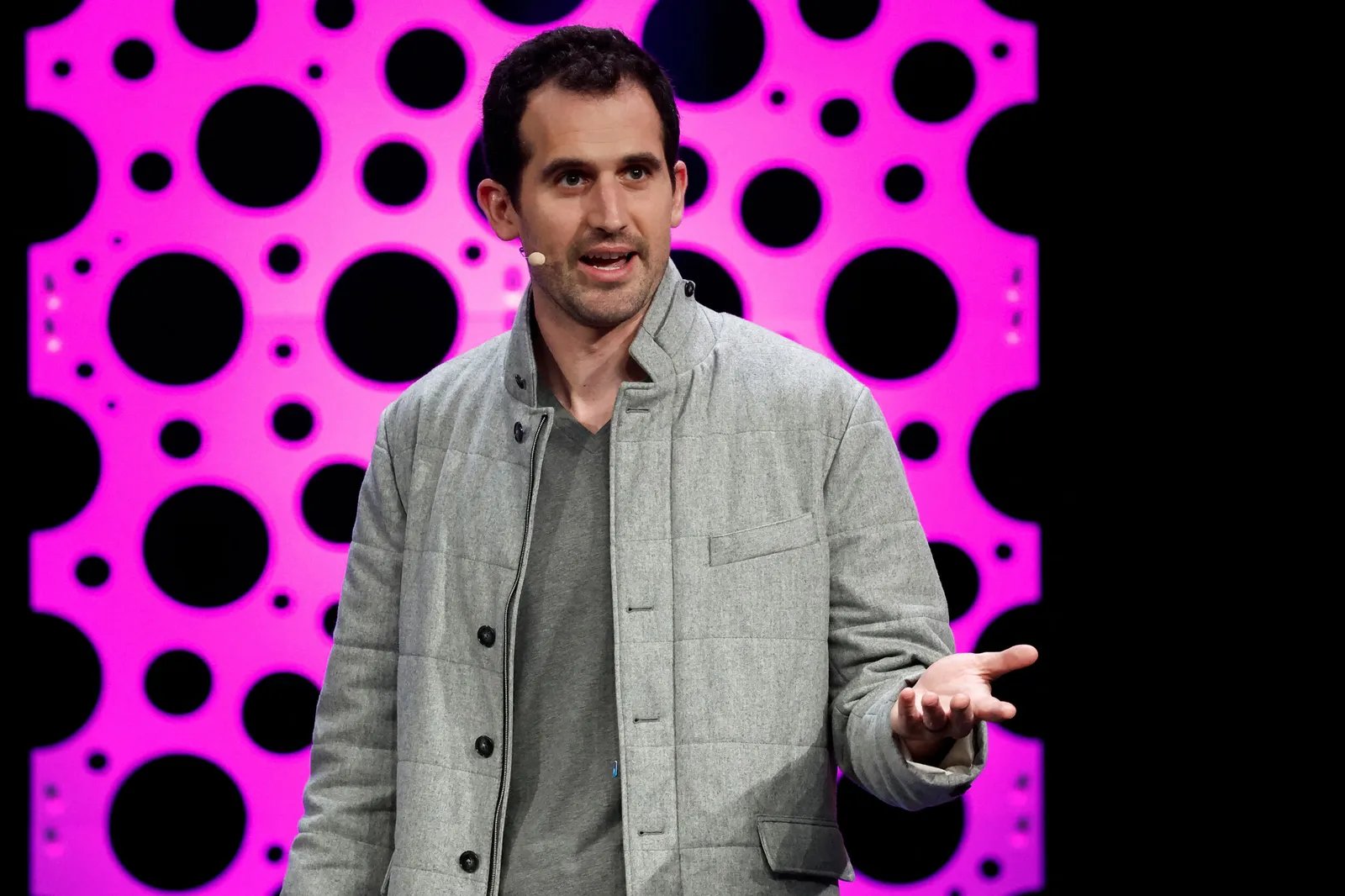 Tom Brown, co-founder of Anthropic speaks during the Amazon Web Services Summit in Paris, France, April 3, 2024.