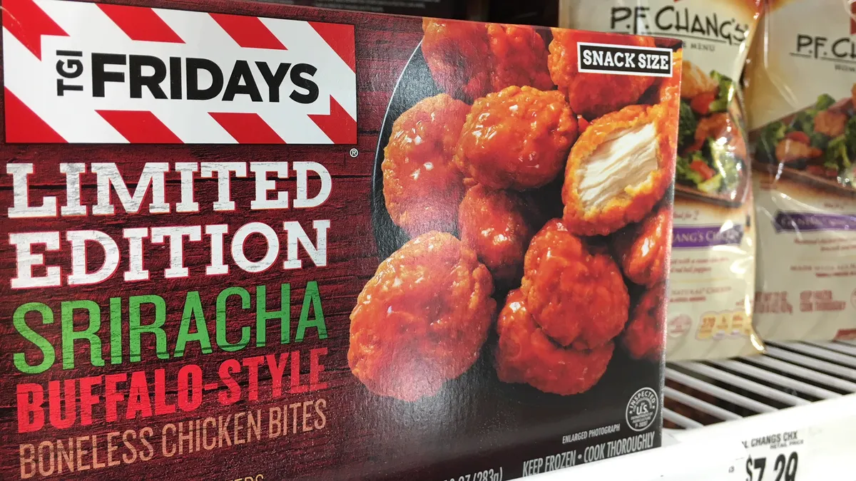 TGi Fridays frozen foods in a grocery store
