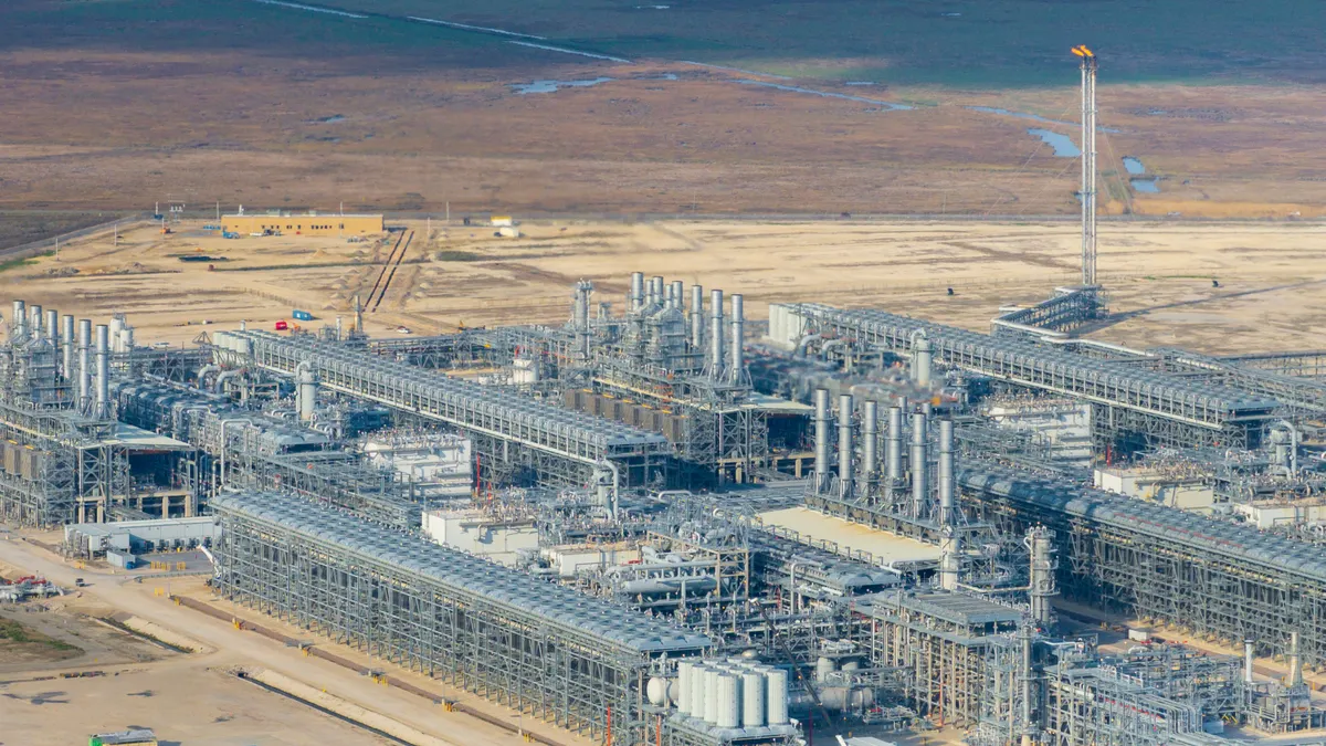 An aerial view of the Cheniere Energy liquefied natural gas plant on February 10, 2025 in Port Arthur, Texas.