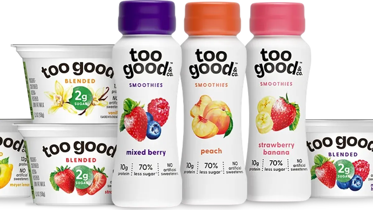 Prodcuts made by Danone's Too Good & Co. brand