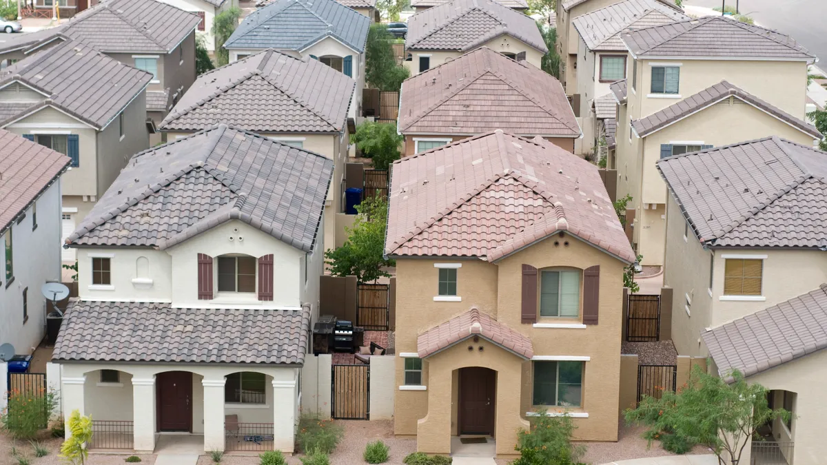 An aerial view of single-family homes in Arizona.