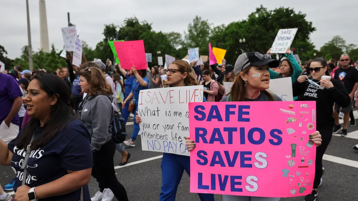 Nurses protest for safe staffing ratios