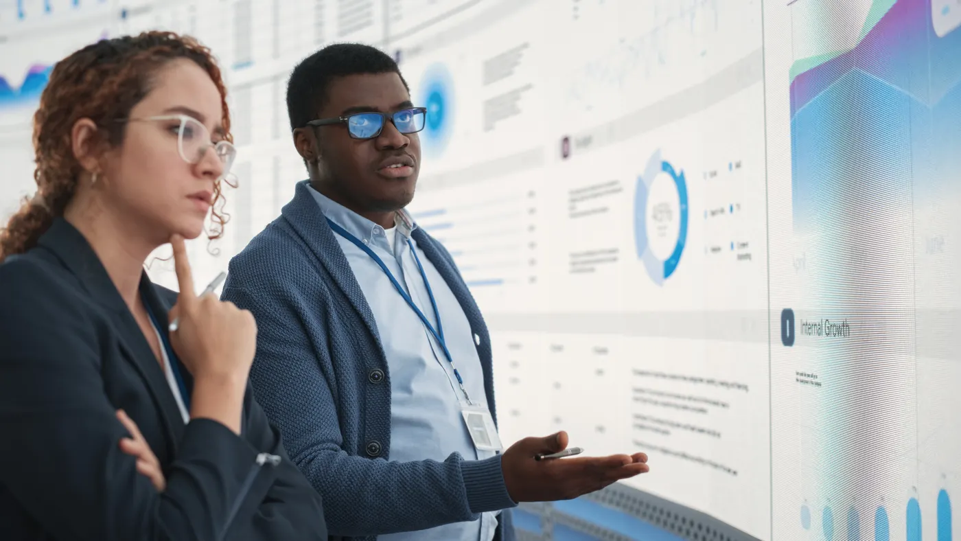 Corporate executives talking about data