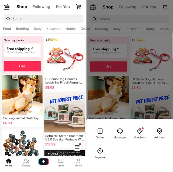 TikTok Shop tab