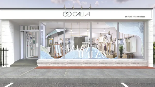 A storefront mockup featuring resortwear and the Calia brand name.