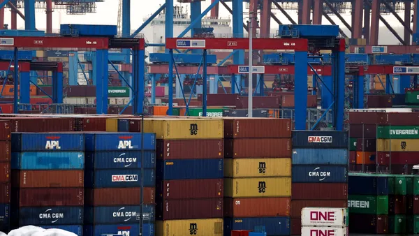 Stacked containers at the Hamburg Port in Germany on Feb. 27, 2025.