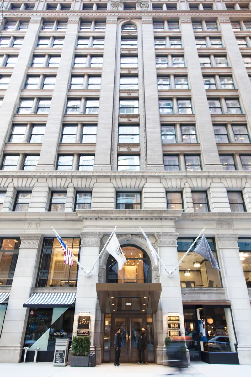 The exterior of the Kimpton Gray Hotel in Chicago.