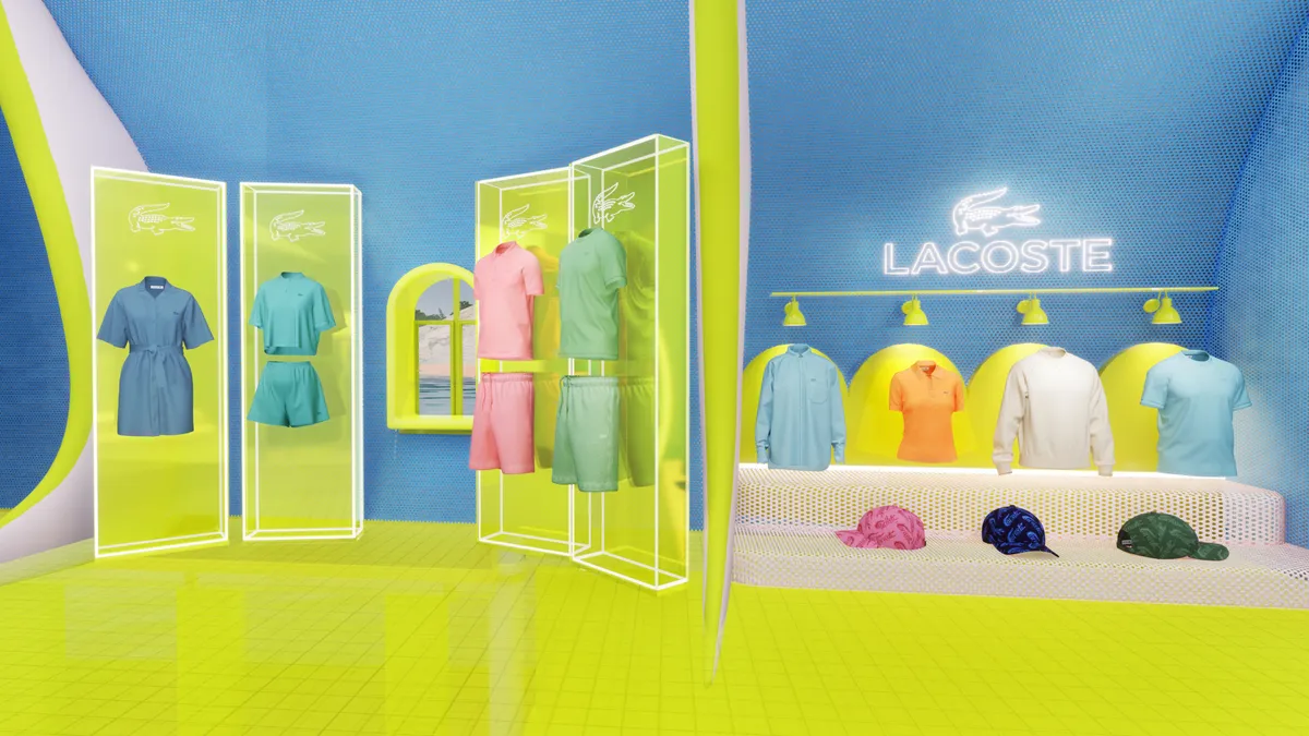 Lacoste's virtual store with clothing displayed.