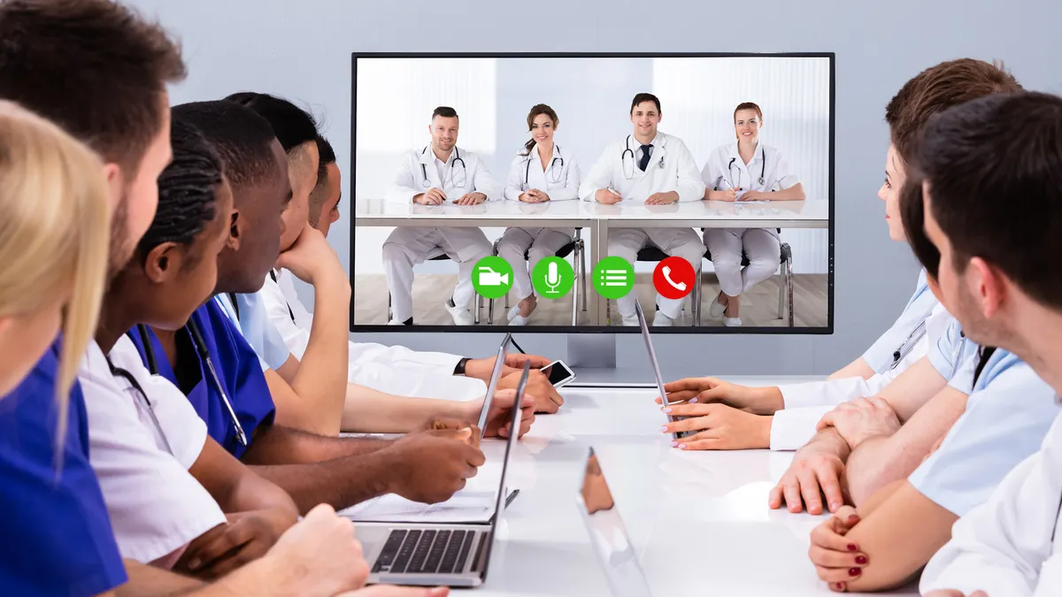 Medical professionals gathered for a virtual meeting