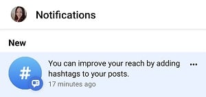 Facebook hashtags prompt