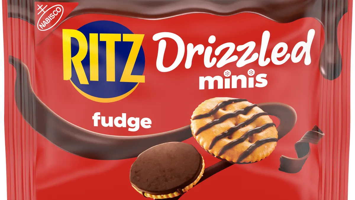 A bag of Ritz Drizzled Minis.