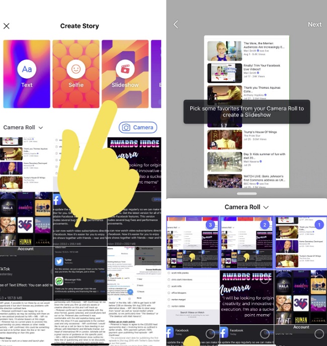 Facebook Stories slideshow example