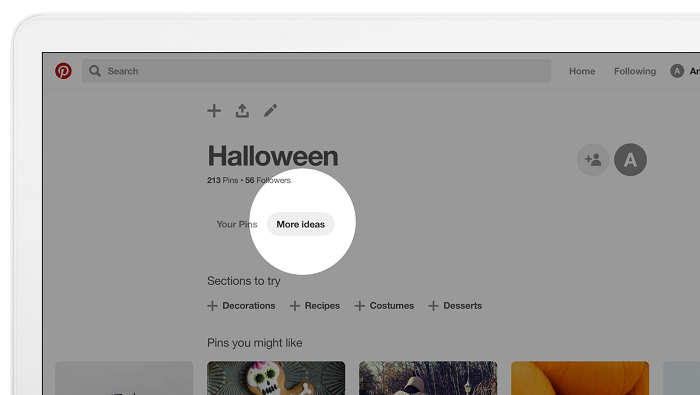 Pinterest's 'More Ideas' button