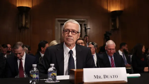 Joaquin Duato, CEO of Johnson & Johnson, testifies before the Senate Health, Education, Labor, and Pensions Committee at the Dirksen Senate Office Building on February 08, 2024 in Washington, DC. The Committee held the hearing to investigating the cost of prescription drugs. (Photo by Kevin Dietsch/Getty Images)