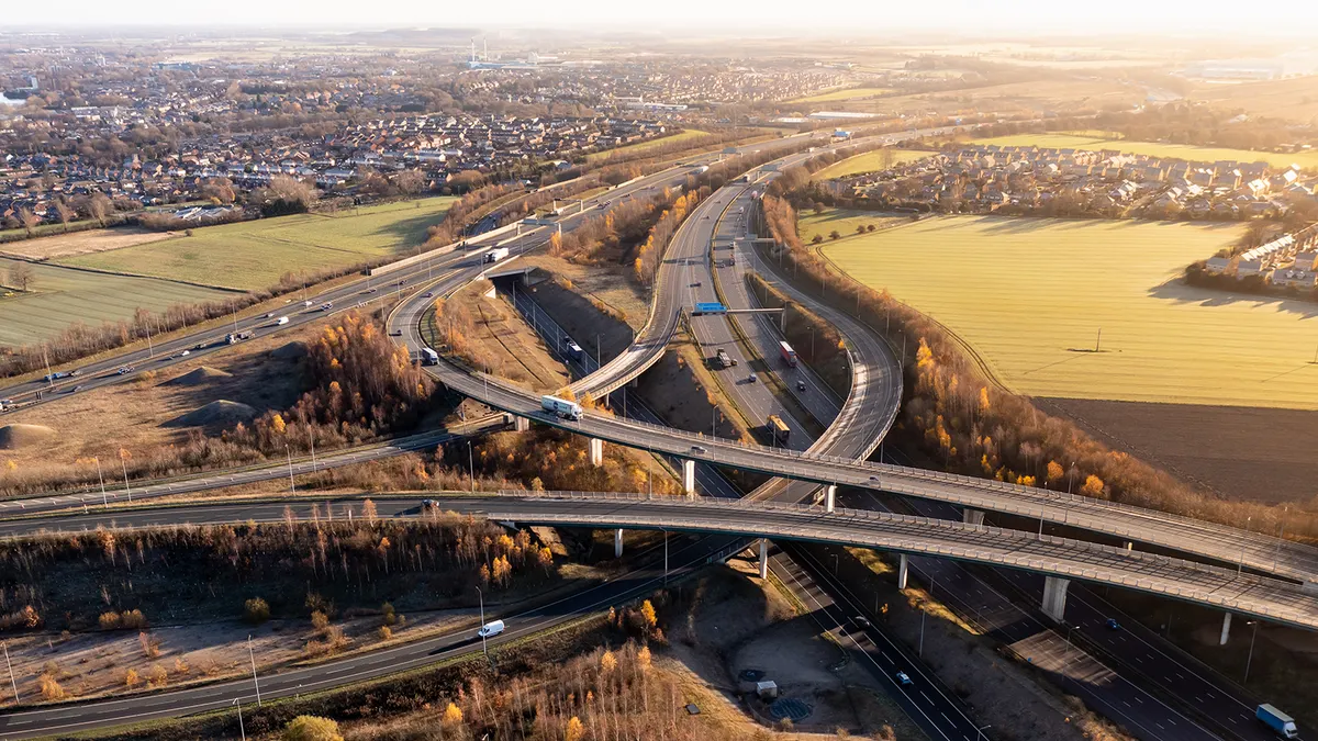 An overview image of intersecting highways