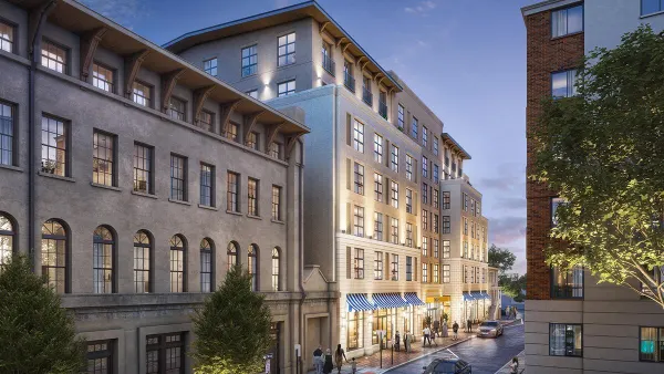 Exterior of a hotel along a street