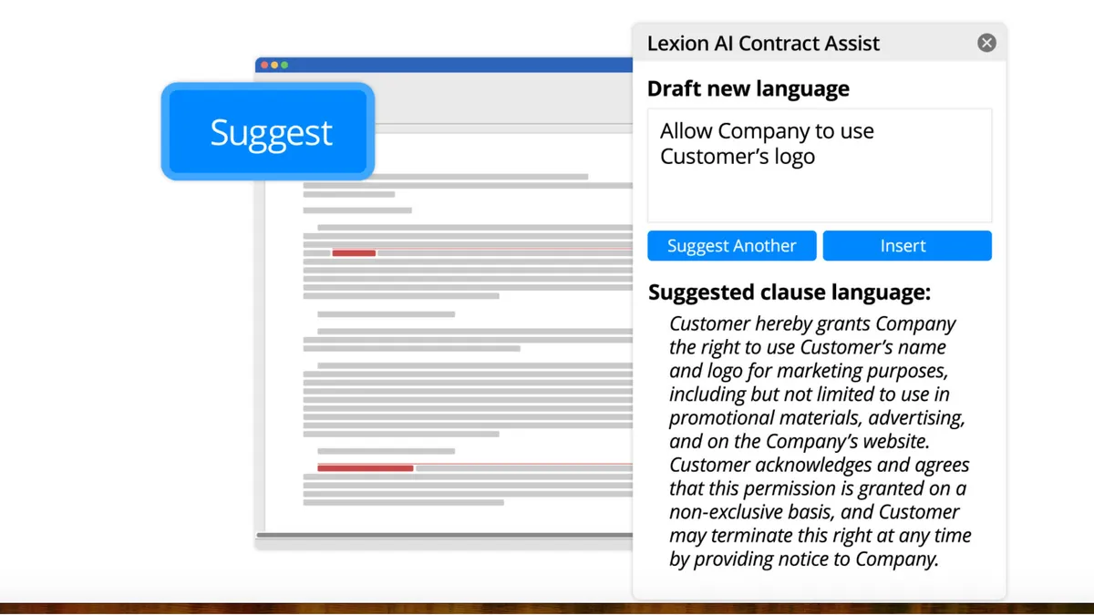 A screenshot of Lexion's AI Contract Assist in action