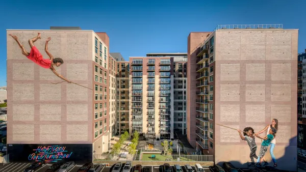High-rise brick apartment building