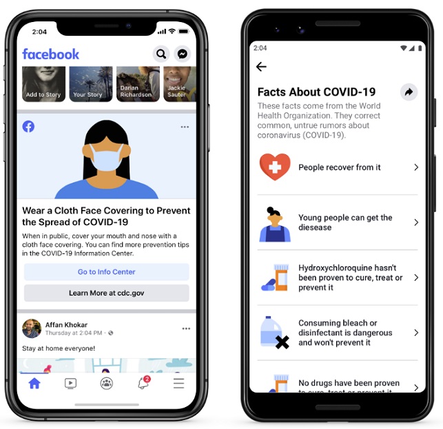 Facebook COVID-19 fact check