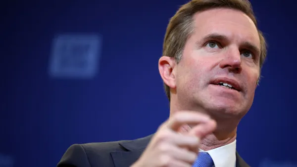 A close up of Kentucky Gov. Andy Beshear