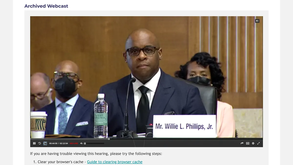 Senate confirmation hearing for Willie Phillips.