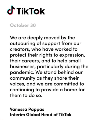 TikTok response