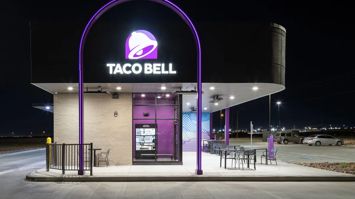 Taco Bell is testing a new design for its Go Mobile stores, pictured here.