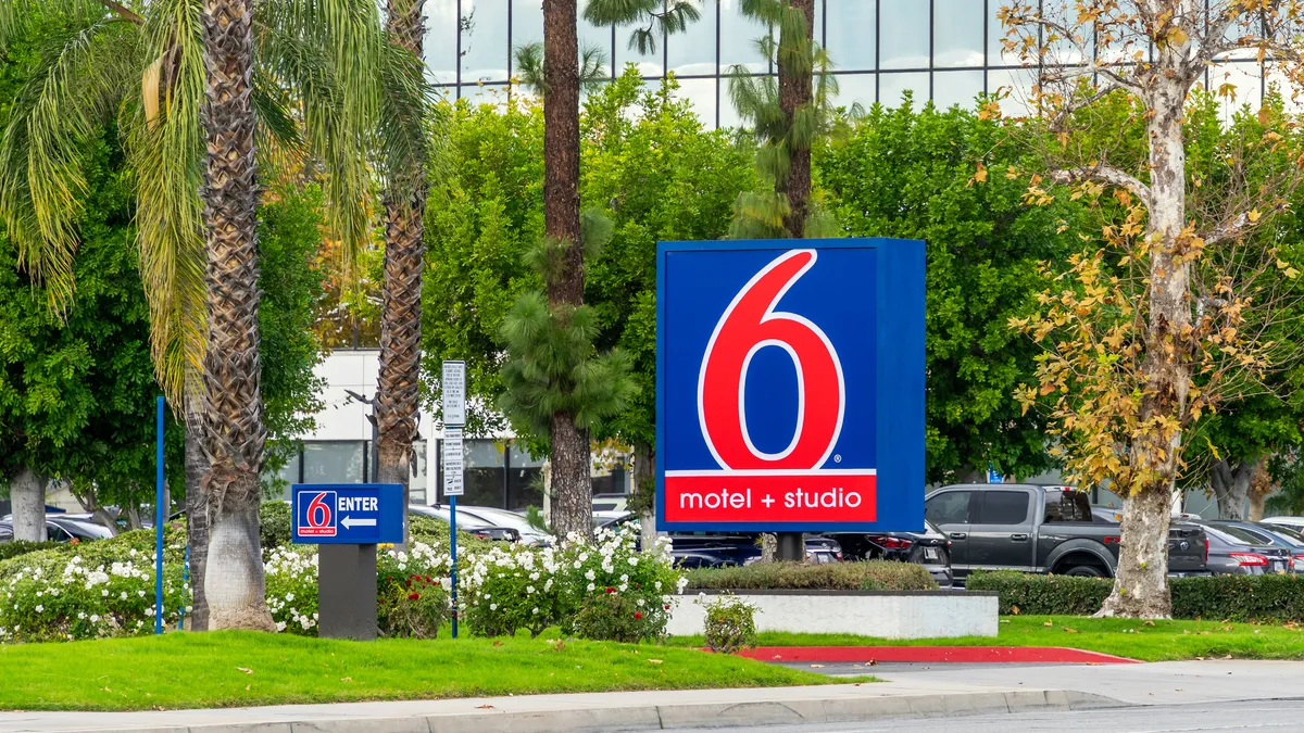 The exterior of a Motel 6 hotel.