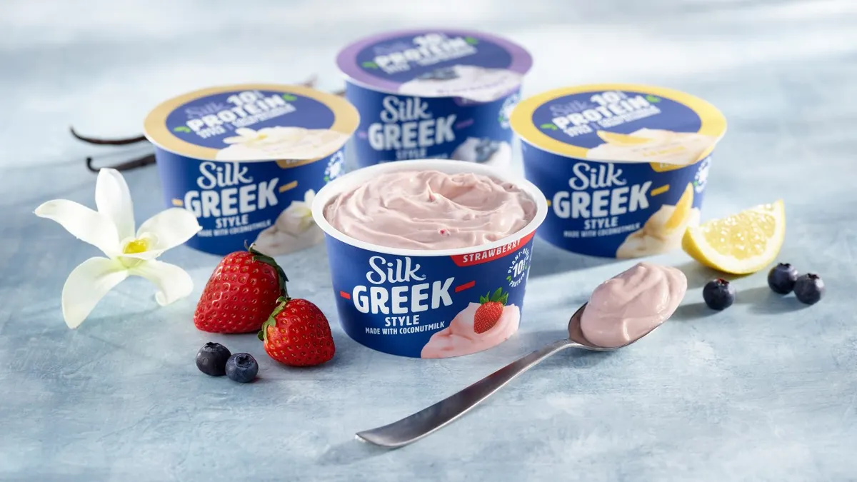 Danone's plant-based Silk Greek yogurt launched in August 2021.