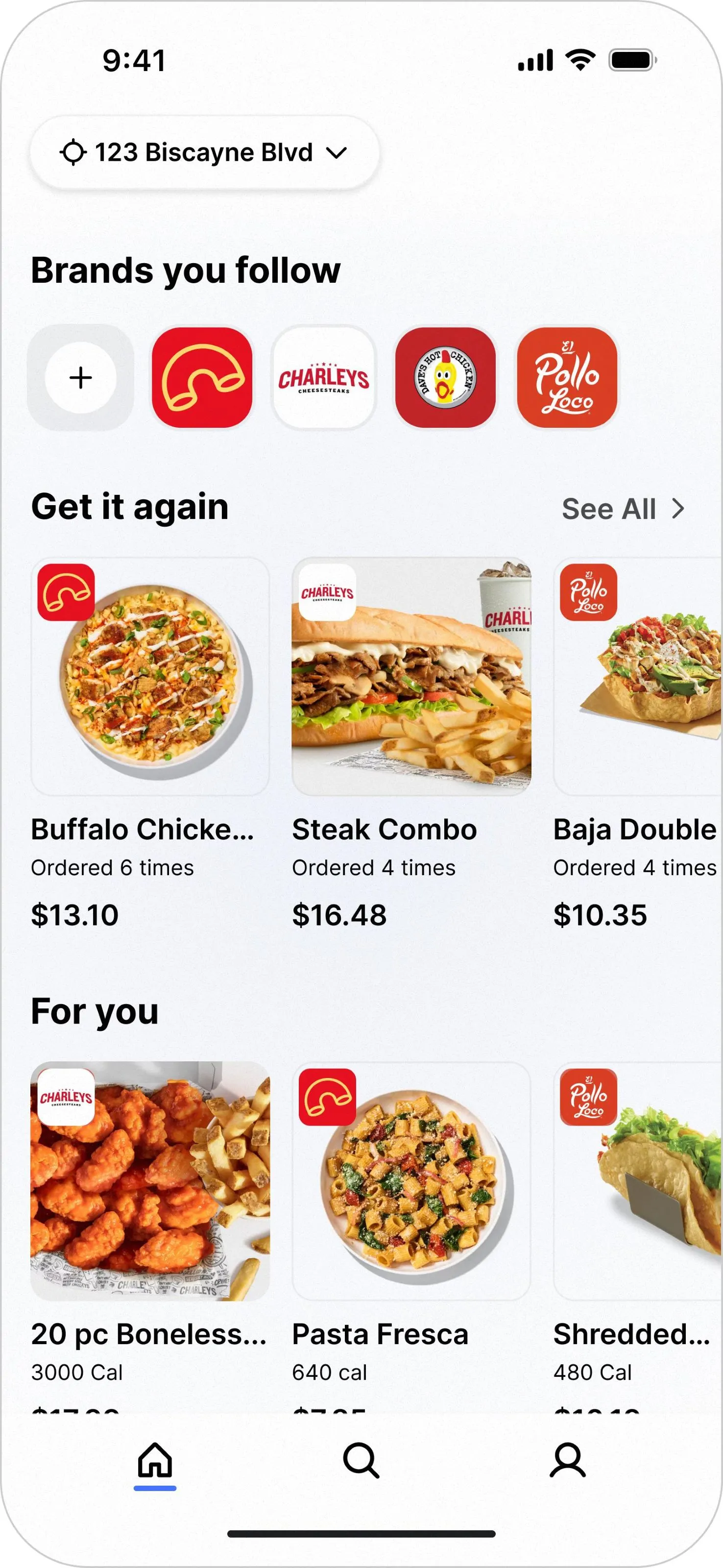 A screenshot of a smartphone with various square buttons for restaurants.