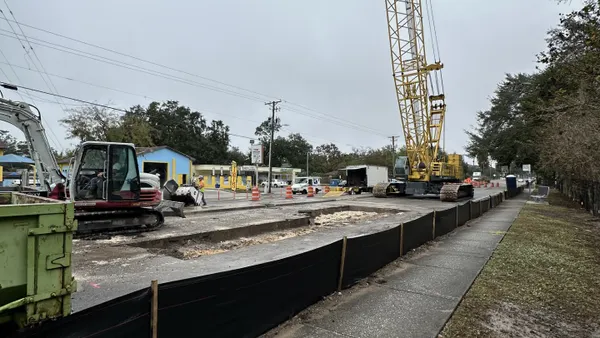 Construction equipment sits on the site of the South Hillsborough Pipeline, a water infrastructure project.