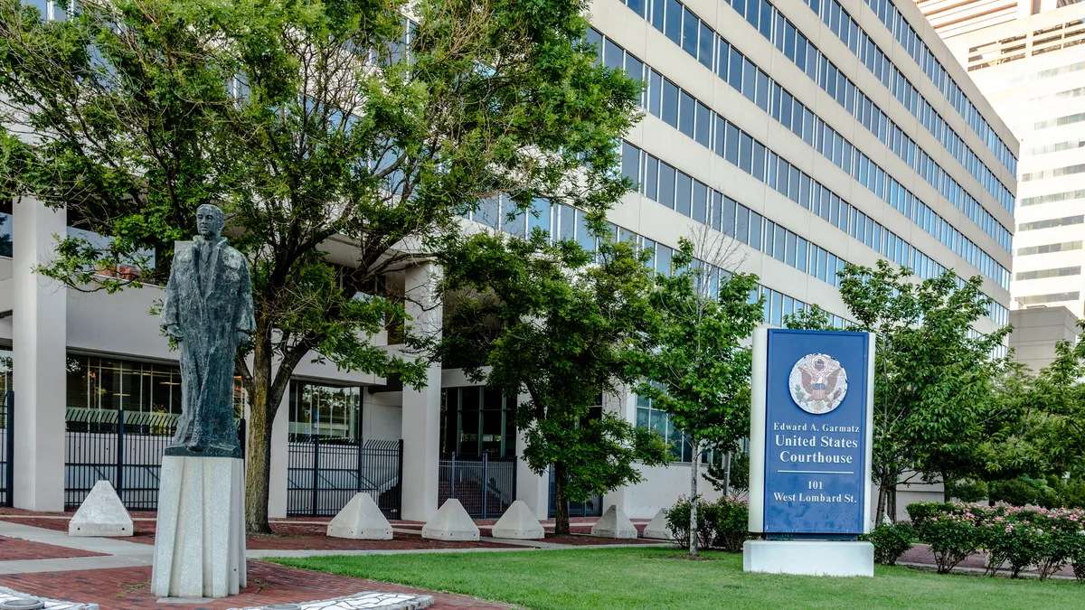 Facade of Edward A. Garmatz United States Courthouse in Baltimore, Maryland