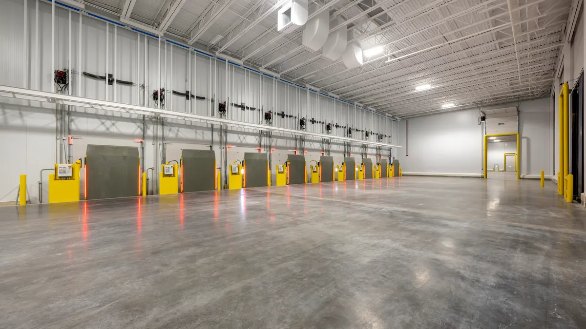 Inside a cold storage facility.