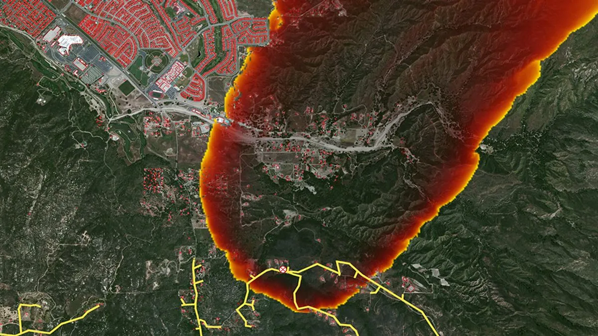 A grid of wildfires