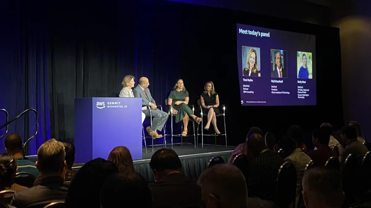 Panelists talk about the need for alliances between employers and educators at the AWS Summit in Washington, D.C. on June 27, 2024.