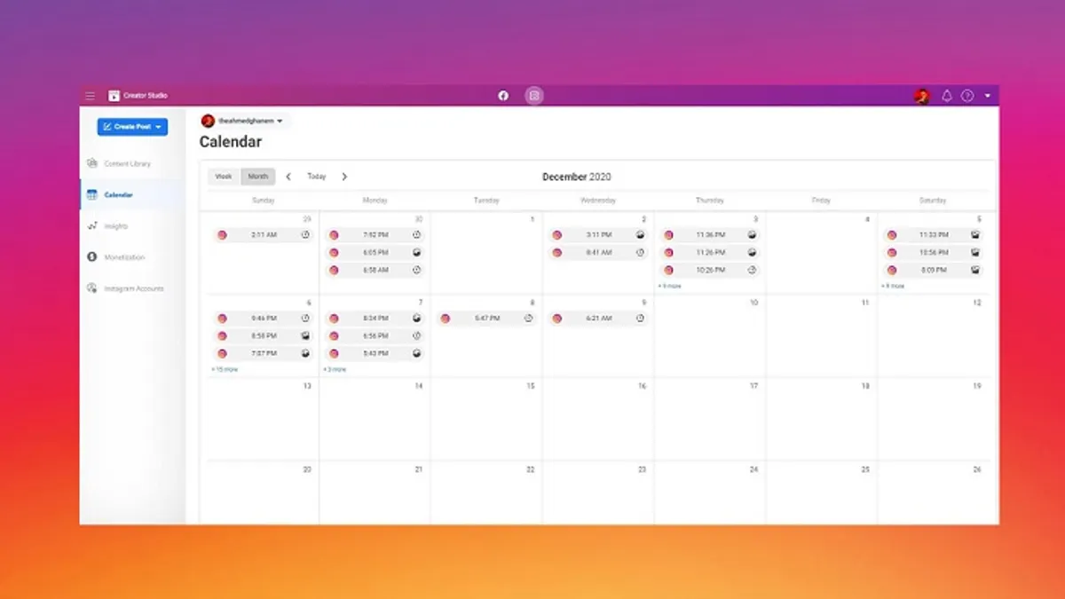 Instagram content calendar