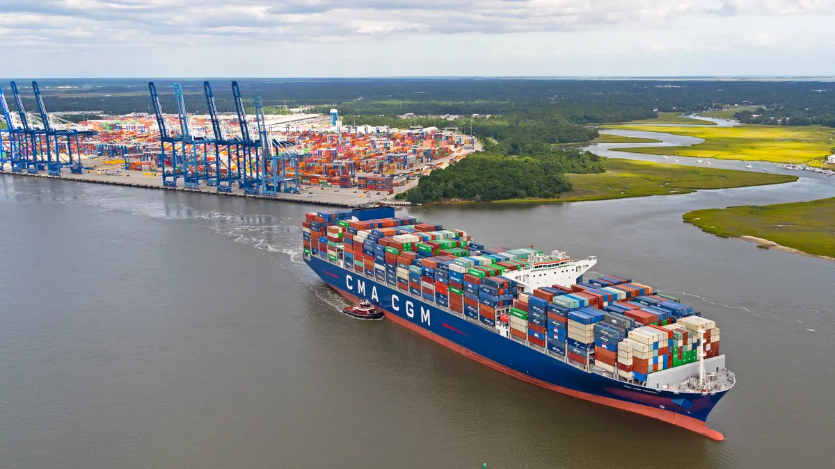 The record-setting CMA CGM Brazil called on SC Ports in September.  (Photo/SCPA/Marion Bull)