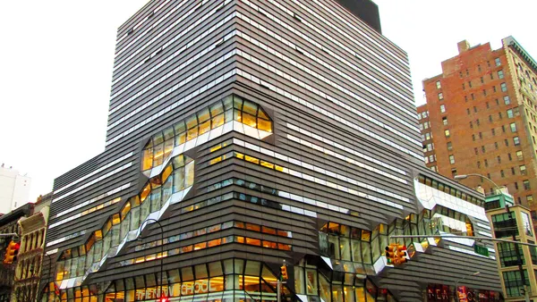 Building with design pattern built through window indentations.