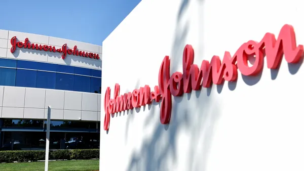 Signs for Johnson & Johnson are seen on company offices in California.