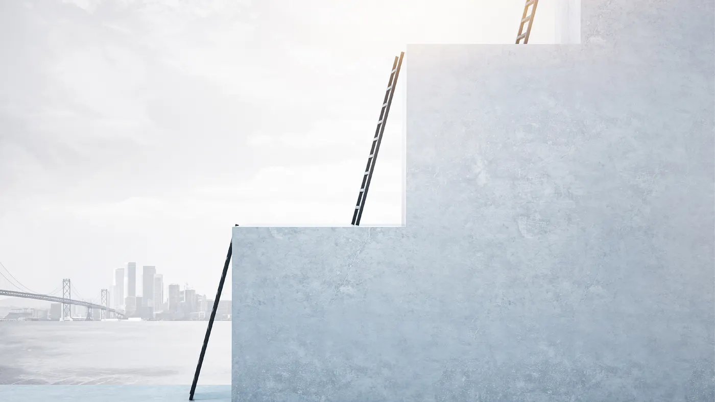 An illustration of big steps and ladders